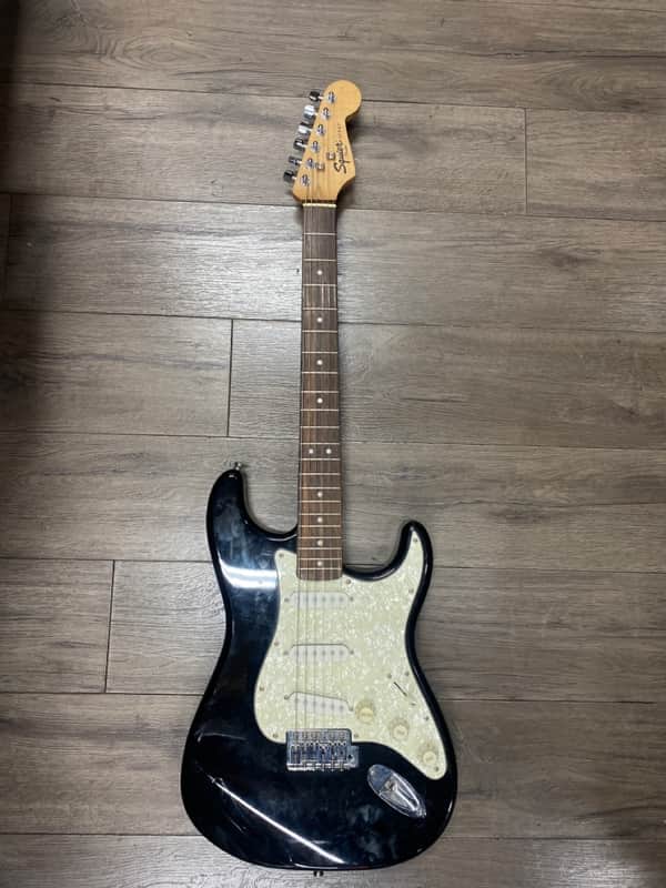 Squier by Fender Strat Black/Mother of Pearl image 1