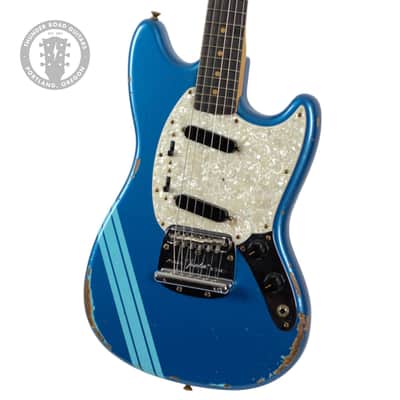 New Fender Custom Shop '60s Competition Mustang Heavy Relic Aged Lake Placid Blue w/Daphne Blue Racing Stripes #R130335 image 1