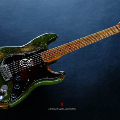 Fender Stratocaster Olive Green /Sunburst Heavy Aged Relic by East Gloves Customs image 11