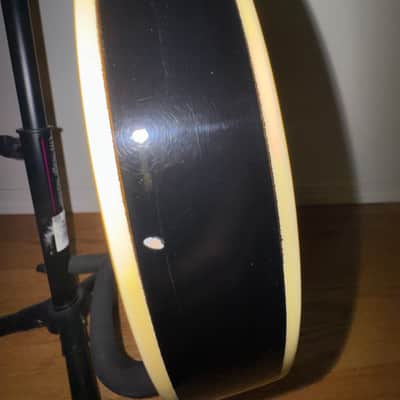 1997 Epiphone Rivoli Bass – Ebony Black Semi-Hollow, Cream Binding, Excellent Condition + Custom Strap & New Case image 17