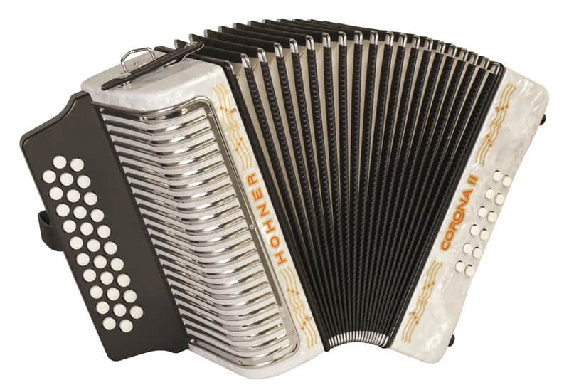 NEW White Hohner Corona II 3500 Diatonic Button Accordion GCF Sol MM 31 12 image 1