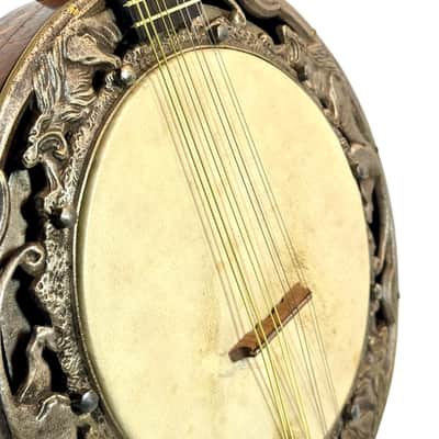 "Stentor" Art Nouveau Banjo-Mandolin with Lion-Decorated Tension Hoop, 1920s image 5