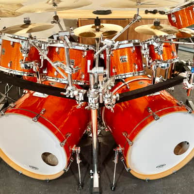 Limited Edition Tama Superstar Classic Bright Orange Sparkle 10 Piece Double Bass Drum Shell Pack image 1
