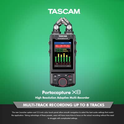 Tascam Portacapture X8 Multitrack Handheld Adaptive Recorder 6-Input / 6-Track, for Interviews, Podcasting, and more, comes with a Deluxe Accessories Bundle image 2