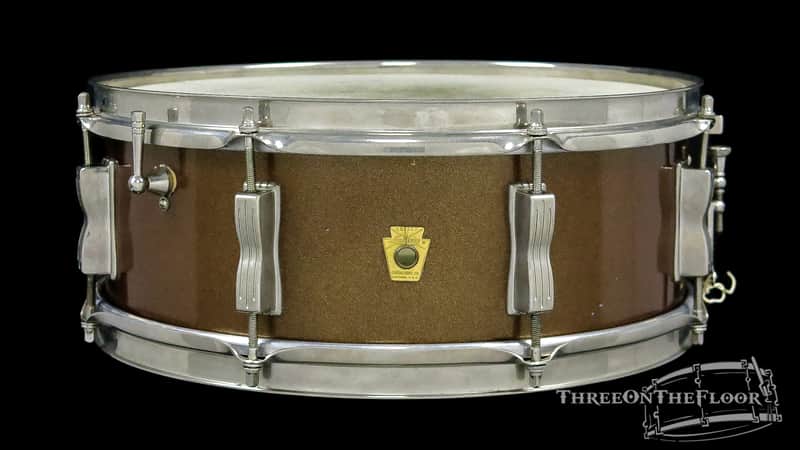 1965 Ludwig Bronze Mist Jazz Festival Snare Drum Keystone :  5 x 14 image 1