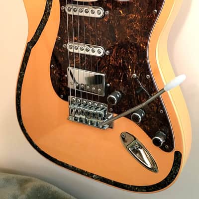 CUSTOM DESIGNED & CRAFTED - STRAT STYLE CORAL COLOR W/ INLAID STONES - RSG - SERIAL #067 - 2025 image 6