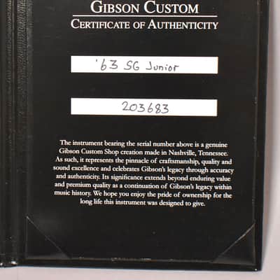 Gibson Custom Shop '63 SG Junior Reissue Lightning Bar w/OHSC image 18