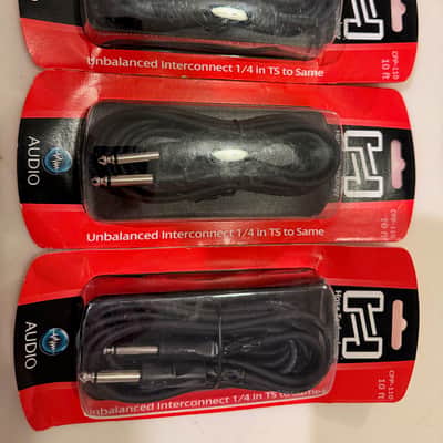 4 New Hosa 1/4-inch TS Male to 1/4-inch TS Male - 10 foot cables image 1