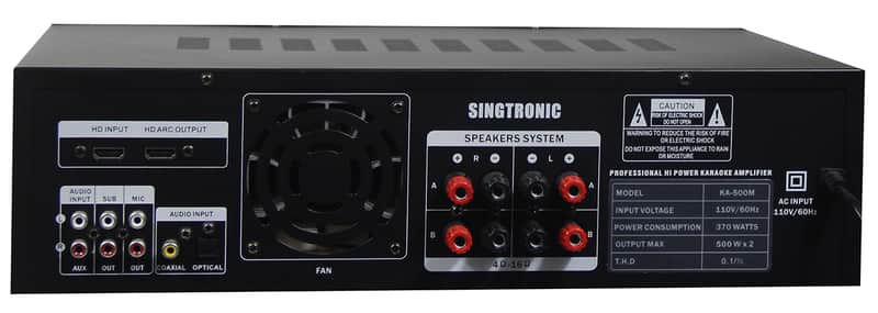 Singtronic KA-500M Professional 1000W Amplifier Karaoke Optical, Arc, Recording