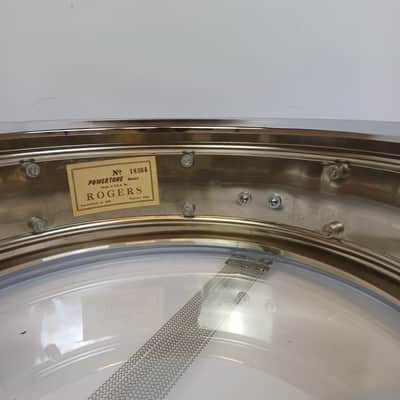 *Rogers 60s COB Dayton Powertone Snare Drum 5x14"Chrome Brass Script Vintage* imagen 11
