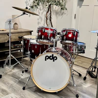 PDP Concept Maple drum kit 22/16/14/12/10 - Red fade to black sparkle image 1