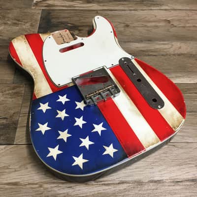 Made to Order - FRANCHIN Mars guitar body AMERICAN FLAG Usa Relic Aged Nitro Laquer Basswood Poplar Telecaster-Tele-T-Style Made in Italy image 2