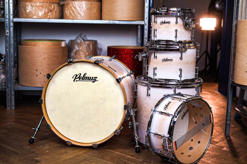 Polmuz drums Maple Model 1 - 20/10/12/16/14SD - Artist Satin White Fade image 1