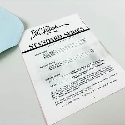 B.C. Rich Dealer Retail Price List Packet – Late 1980s N.J. Series & Custom Shop Models – Original Dealer Literature image 2