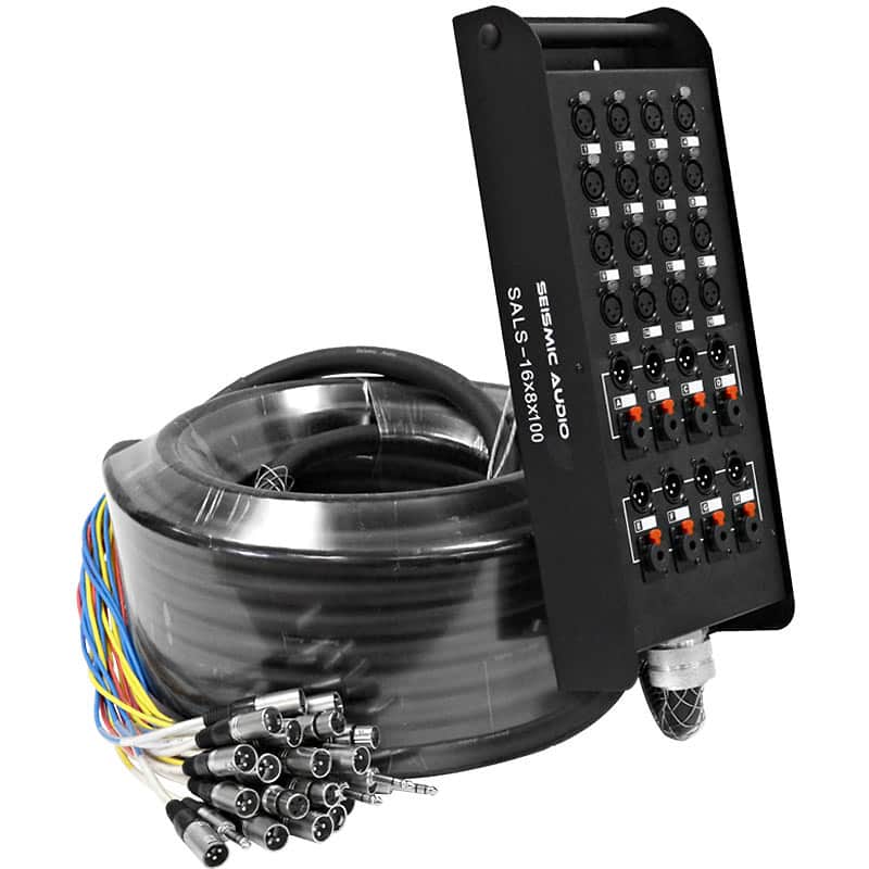Seismic Audio SALS-16x8x100 16-Channel XLR Snake Cable w/ (4x) XLR (4x) 1/4" TRS Returns - 100' image 1