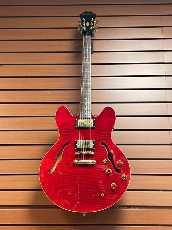 Epiphone Dot Deluxe Flame Top in Transparent Red 2003 w/OHSC image 1