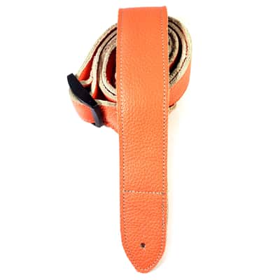 Coral Premium Leather Ukulele Strap - Light Orange Leather Design Ukulele Strap -Handmade -Soft Leather Ukulele Strap - Button Ukulele Strap image 3