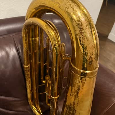 King 1140W Student Model 3-Valve BBb Tuba 2010s - Clear-Lacquered Brass image 8
