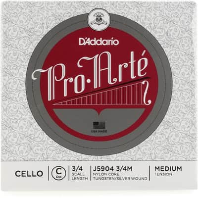 D'Addario J5904 Pro-Arte Cello C String - 3/4 Size Medium Tension image 2