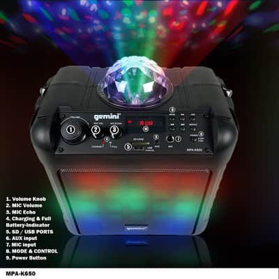 Refurbed MPA-K650 Karaoke Party Speaker Bluetooth® w/ Mic & LED Lights - 150W image 2