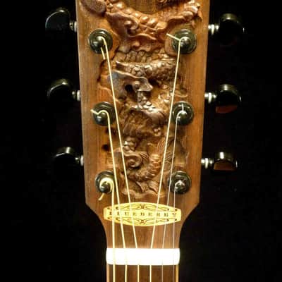 Blueberry Handmade Baritone Acoustic Guitar Dragon Motif image 7