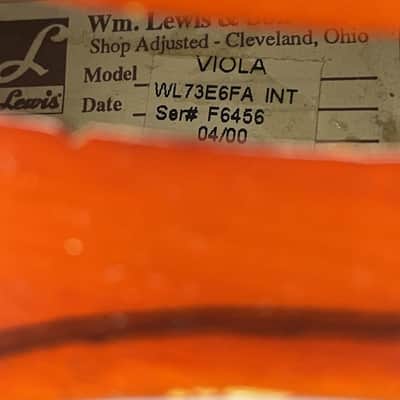 William Lewis & Son Viola 14" w/ Case WL73E6FA #55891 image 12