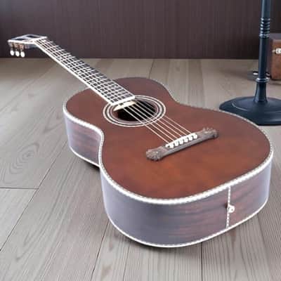 Washburn Victorian Parlor Acoustic Guitar, Vintage Brown image 5