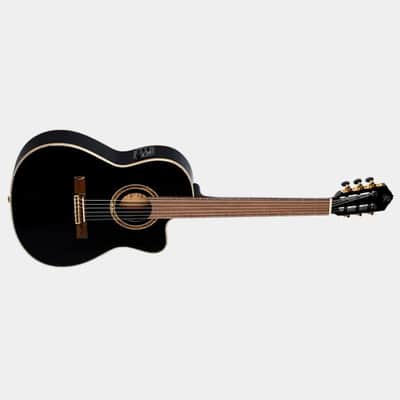 Immagine Ortega Guitars RCE138-T4BK Feel Series Slim Neck Acoustic-Electric Guitar TL Nylon w/ Bag, Black - 17
