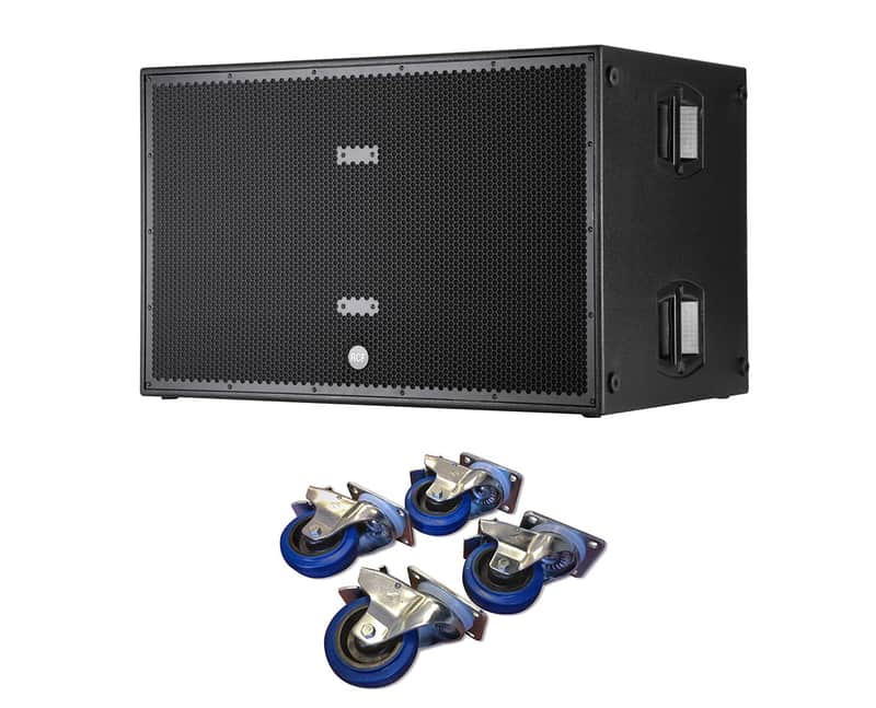 RCF SUB 8006-AS Active Subwoofer Sub + Casters 4-Pack Locking Wheels image 1