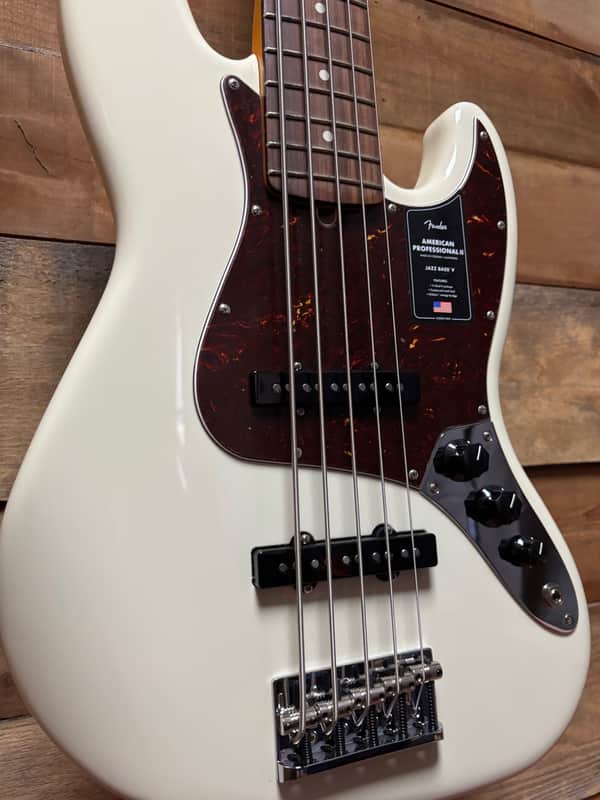 Fender American Pro II Jazz Bass V Olympic White w/case image 1