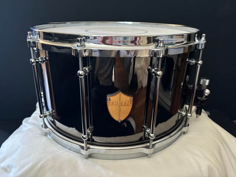 Truth Custom Drums 8x14” Black Brass Snare Drum 2017 - Reflective Black image 1