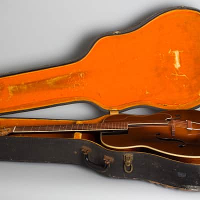 Bacon & Day Ne Plus Ultra Troubadour Arch Top Acoustic Guitar (1934), ser. #33895, period black hard shell case. image 10