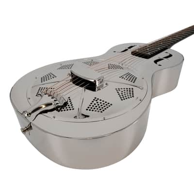 Recording King Model RM-993 Metal Body Single O Resonator Guitar Nickel-Plated image 4