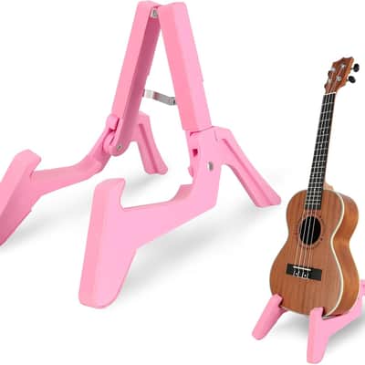 Folding Ukulele Stand ABS Stand for Mandolins/Violins Adjustable Portable Instrument Stand for Ukulele Accessories (Pink) image 1