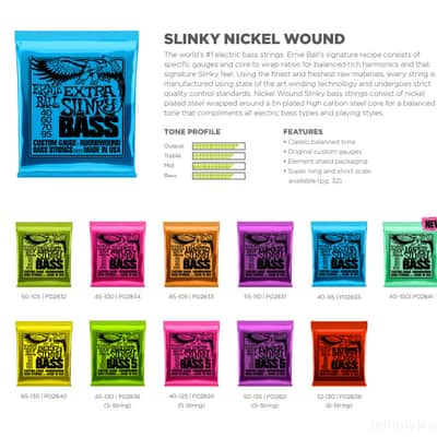 Power Slinky 5-String Ni-Wnd Electric Bass Strings 50-135 Gauge Set 50/G 70/D 85/A 105/E 135 Low-B image 3