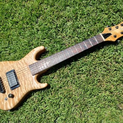 1992 "PS" Mini Electric Guitar - Natural Quilted Maple - Flamed Neck - Bartolini PU image 1