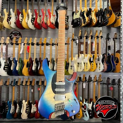 Ibanez   Qx54 Qm Bsm Blue Sphere Burst Matte Headless image 2
