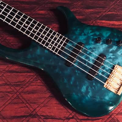 Modulus Graphite SPX 5 Bass 1989 Aqua Transparent Figured Maple image 3