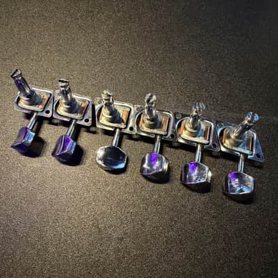 Vintage 70’s Fender F Logo LEFT HANDED Electric Guitar Tuners Tuning Pegs Strat Tele Germany 6 in line image 3