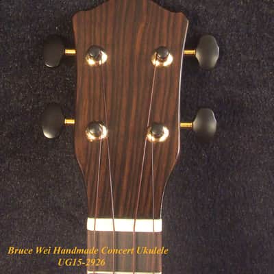 Handcrafted Concert Ukulele, Solid Curly Hawaiian Koa, Turtle, Koi Fish Inlay, Soft-bag, Bruce Wei UG15-2926 image 7