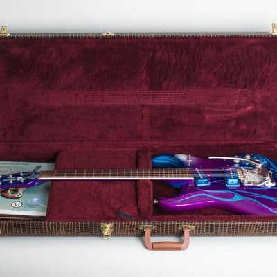 Mosrite  Ventures Model Custom Finished for Semie Moseley Solid Body Electric Guitar (1966), ser. #3841, brown hard shell case. image 10