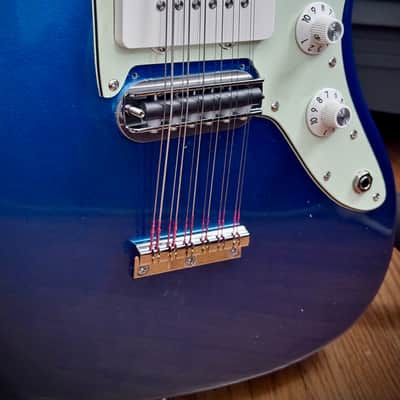 Squier Electric XII Lake Placid Blue w/Waterslide Baritone Rubber Bridge Conversion, Fender 12 String Paranormal image 3