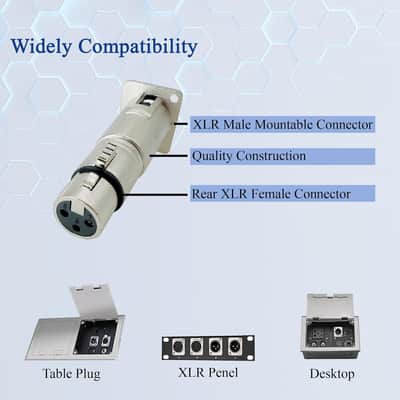 3PIN D Patch Panel Mount XLR Male to XLR Female Feed/Pass Thru Adapter Connector 2pcs image 4