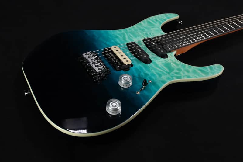 Charvel Pro-Mod Plus Dinky DK24 HSS 2PT EB QM Ebony Fingerboard Blue Curacao 746 image 1