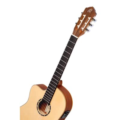 Ortega Family Series Thinline Acoustic-Electric Left-Handed Nylon Classical 6-String Guitar w/ Bag image 7