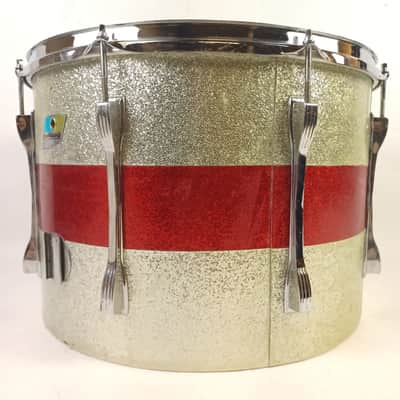 Ludwig 12x17"Silver/Red Sparkle Tenor Tom Drum 70s B/O 3Ply Maple Vintage Parade image 6