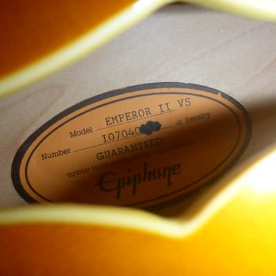 Epiphone Joe Pass Emperor II VS w/Case( Considered 2nd ) : Frets Leveled , Crowned & Dressed 2007 - Vintage Sunburst image 6