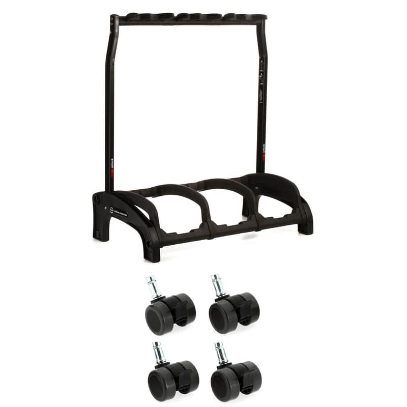 K&M 17513 Guardian 3 Guitar Stand and 4 Casters - Black image 1