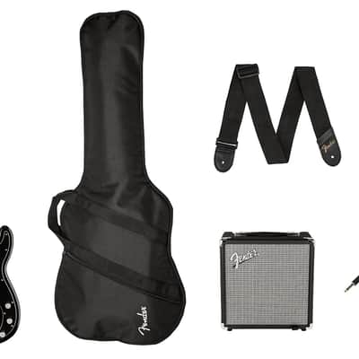Mint Squier Affinity Precision Bass PJ Pack with Rumble 15 Combo, Laurel Fretboard, Gig Bag  - Black image 3
