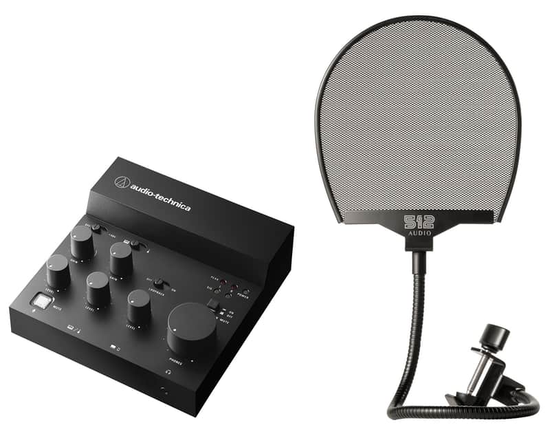 Audio Technica AT-UMX3 USB Live Stream Recording Mixer+Warm Audio Pop Filter image 1